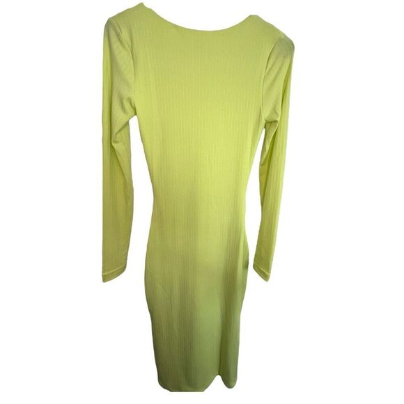 NWT Princess Polly Remi Bright Yellow Long Sleeve Fitted Ribbed Dress - Picture 4 of 5